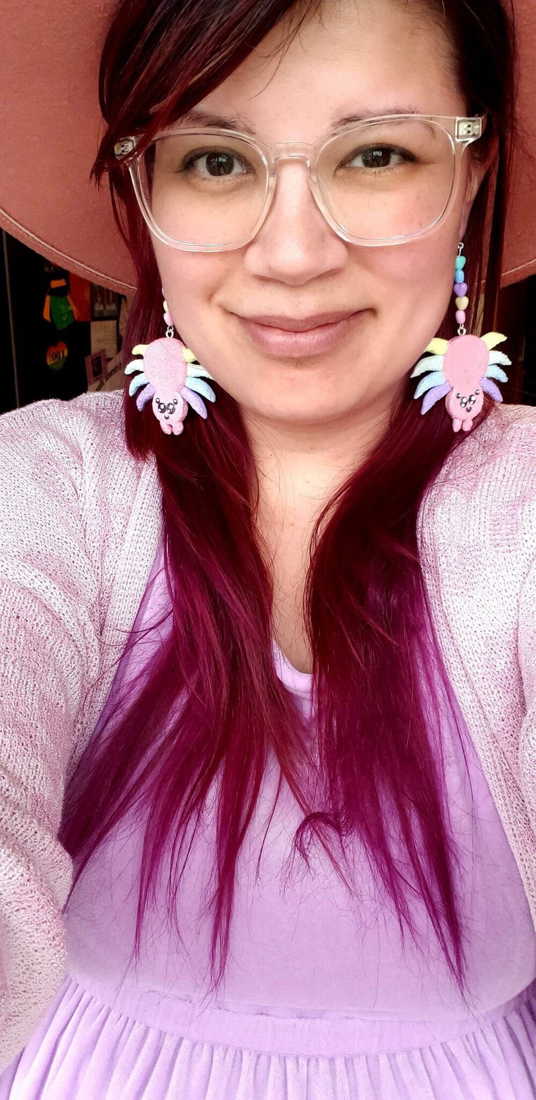 Kawaii Pastel Dangling Spider Earrings , Fairy Kei, Fairy Kei Jewelry