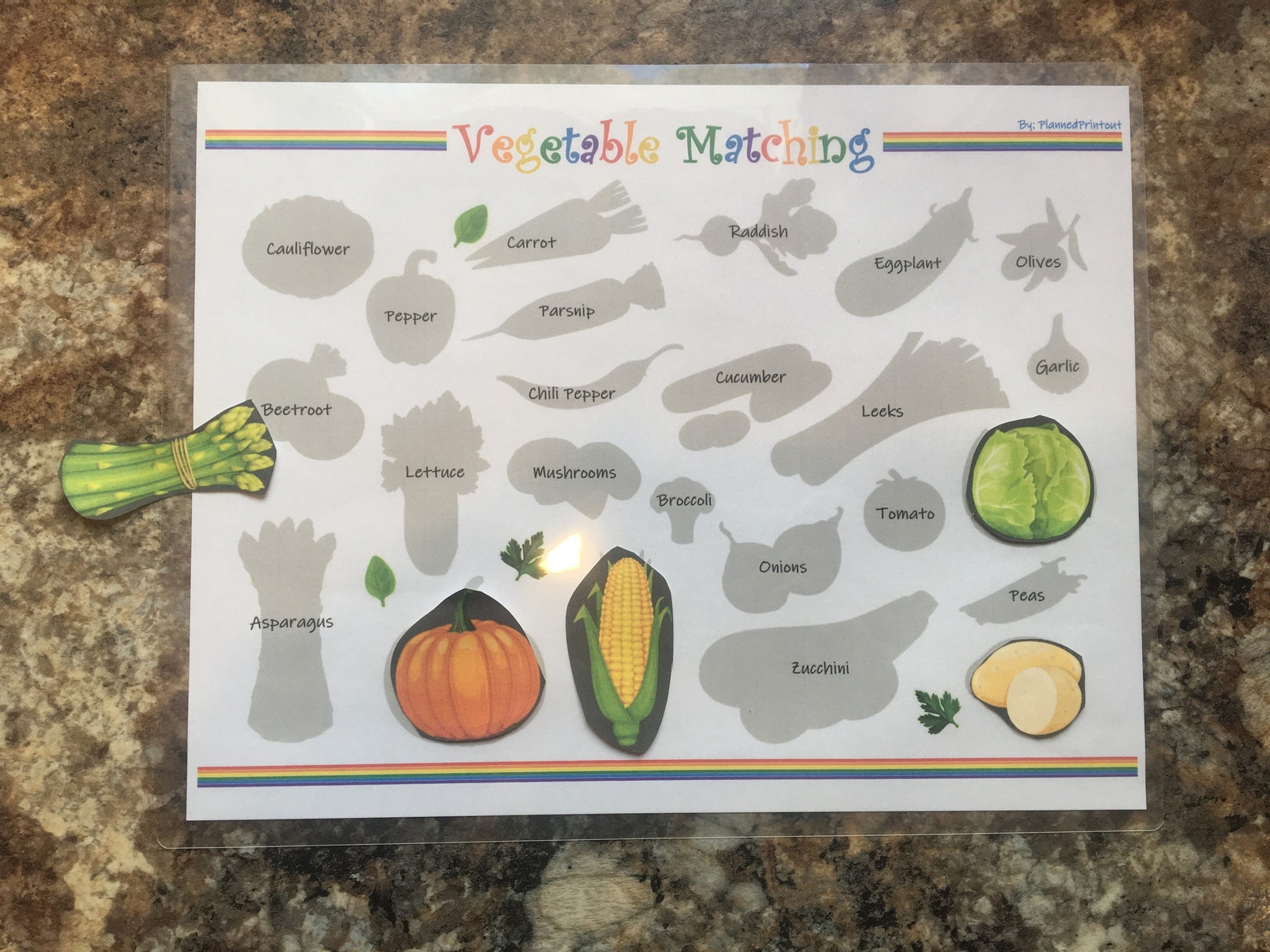 Vegetable Shape Matching Game Printable Toddler Learning Etsy