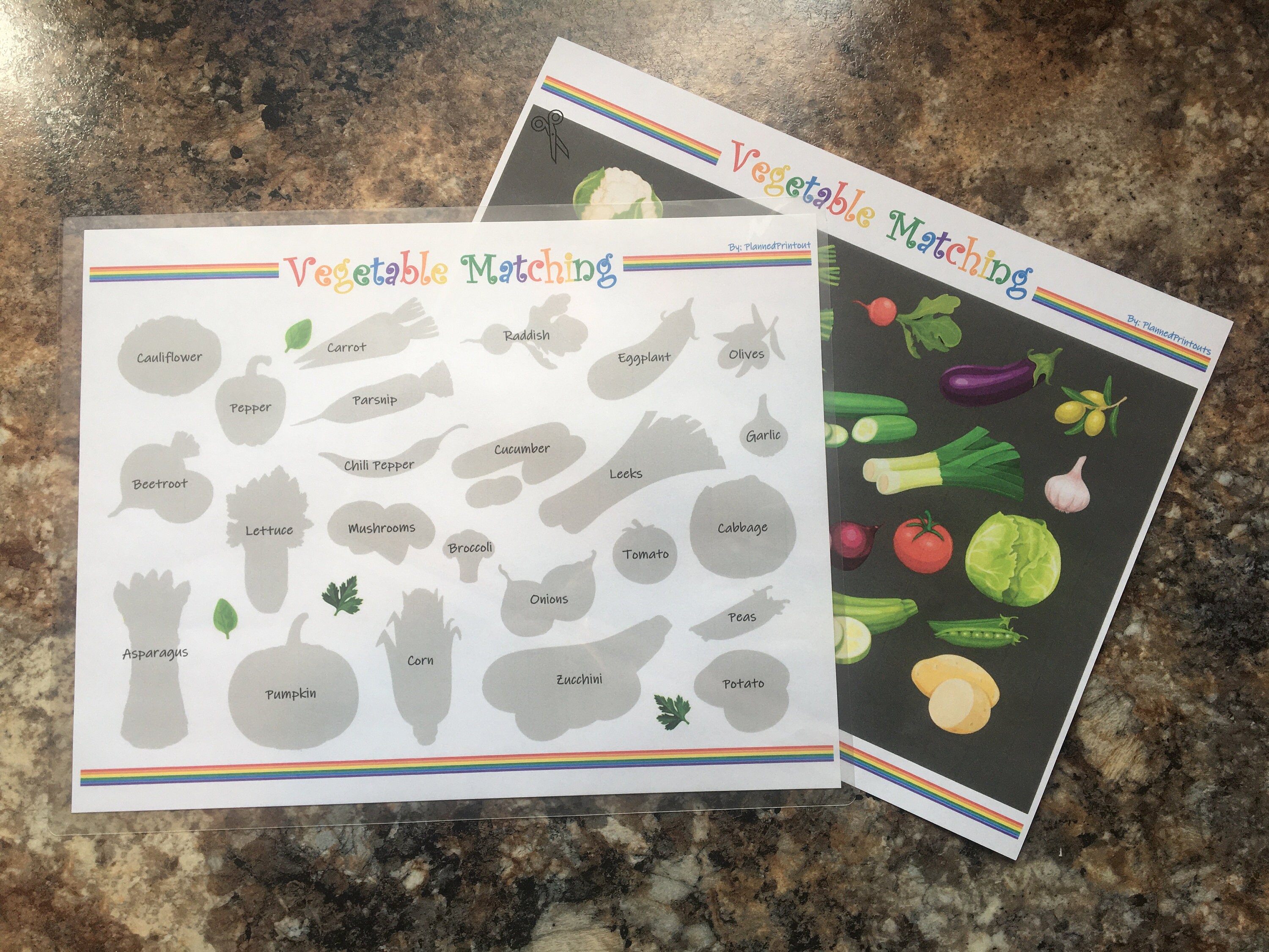 Vegetable Shape Matching Game Printable Toddler Learning Etsy