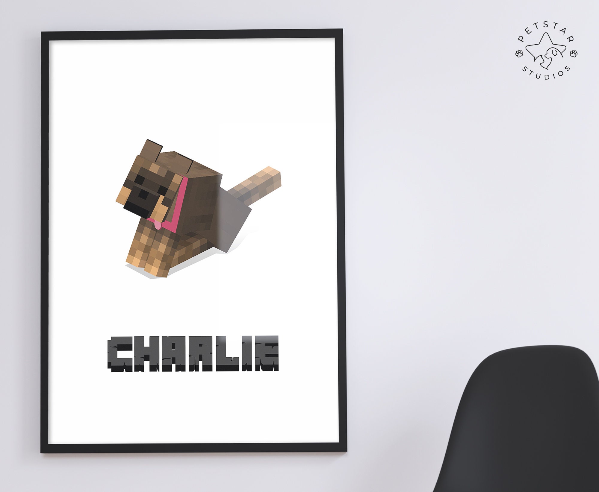 Minecraft Dog and Cat 360 Minecraft Art Classic . Art Print for