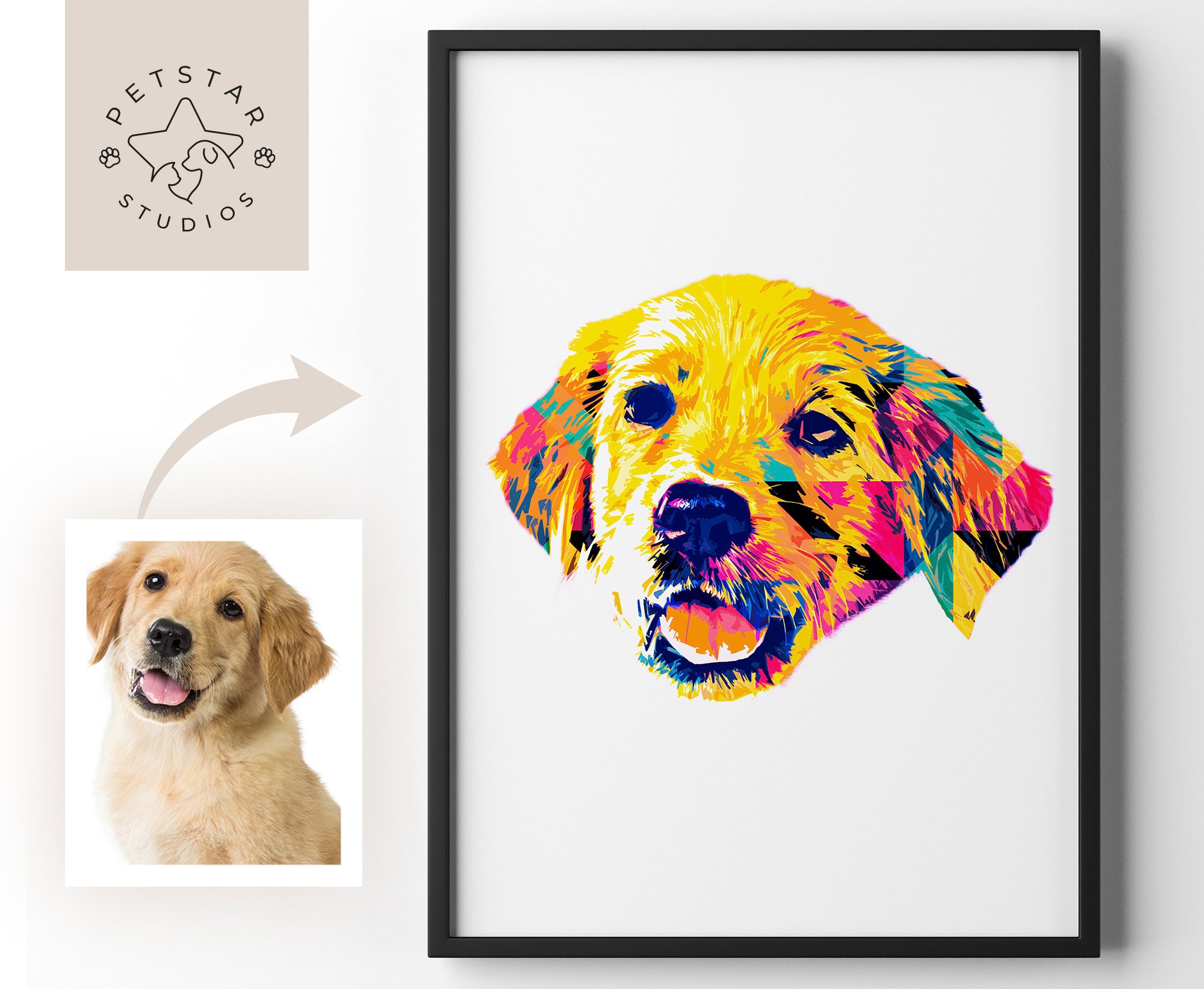 Discover Custom Pop Art Pet Portrait, Personalised Contemporary Poster