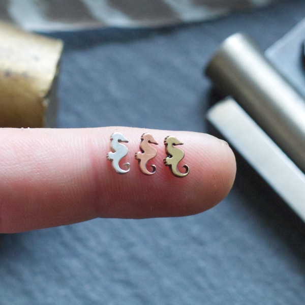 Tiny Seahorse Blank - Metal Blanks for Soldering or Stamping - Sterling Silver, Copper or Brass