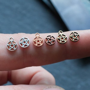 Tiny Pentacle Charm - Pentagram Charms for Jewelry Making - Embellishment - Sterling Silver, Copper or Brass