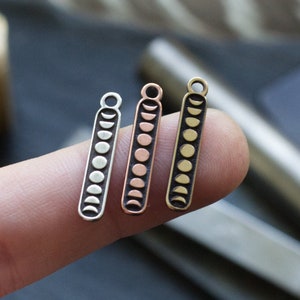 Moon Phases Bar Charm - Charms for Jewelry Making - Embellishment - Sterling Silver, Copper or Brass