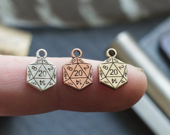 DnD Dice Charm - Critical Role - Charms for Jewelry Making - Embellishment - Sterling Silver, Copper or Brass