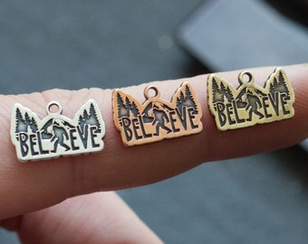 Bigfoot Charm - Sasquatch - Charms for Jewelry Making - Sterling Silver, Copper or Brass - Oddities - Believe