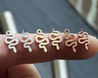 Tiny Snake Charm - Charms for Jewelry Making - Embellishment - Sterling Silver, Copper or Brass
