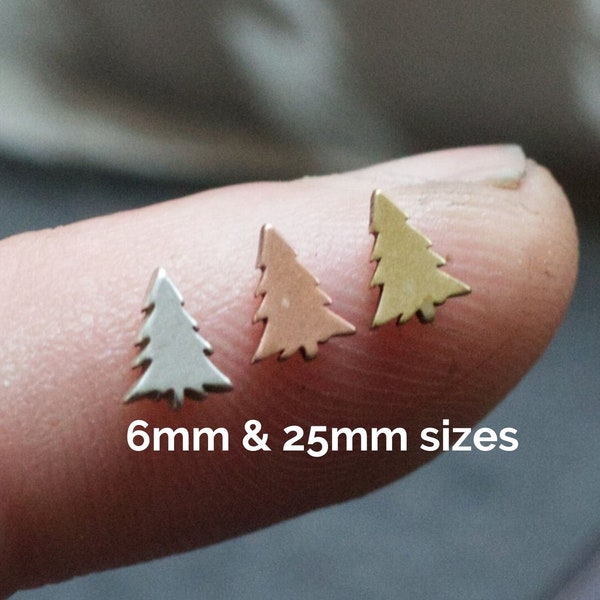 Tiny Fir Tree Blank - Metal Blanks for Soldering or Stamping - Sterling Silver, Copper or Brass - Evergreen