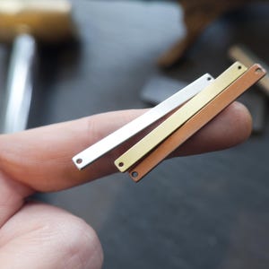 Skinny Stamping Blank Bar, Rectangle Pendant Charm, Engraving Blanks for Personalized Jewelry, Horizontal Pendant, Jewelry Making Supply
