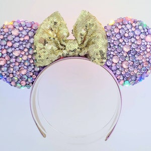 Tangled Rapunzel inspired Mickey Ears | Purple and Pink Rhinestone Disney Ears| Sparkling Crystal Ears