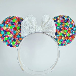 Rainbow Mine Train  Disney Ears |Crystal Rhinestone Minnie Disney Ears| Pride Mickey Mouse Ears