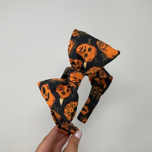 Pumpkin Faces of Horror Big Bow Band - Halloween Horror Nights Bow Band Horror Movie Bow