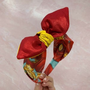 Iron Suit Inspired Bow Headband - superhero headband avenger bow theme park headband hero bowband