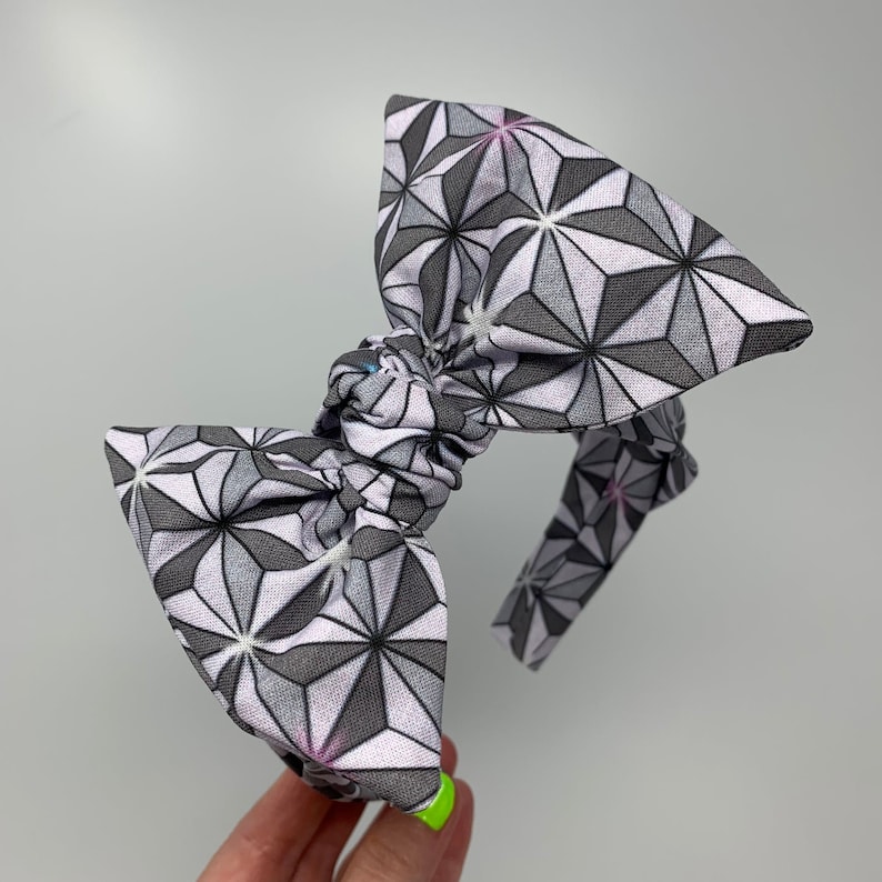 Spaceship Earth Inspired Big Bow Headband - bow band theme park headband Epcot bowband world showcase drink around the world bow image 7