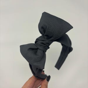 Solid Gray BIG Bow Band Headband GIfts or Her Gray Bow