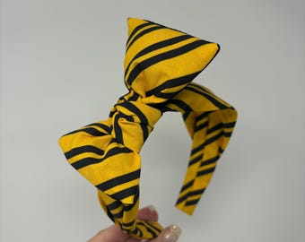 Wizard Striped Loyalty BIG Bow Band House Pride Color Headband Wizard Inspired House Color Striped Headband