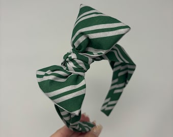 Wizard Striped Cunning BIG Bow Band House Pride Color Headband Wizard Inspired House Color Striped Headband