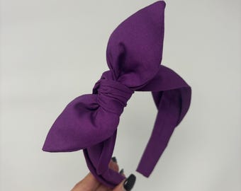 Solid Purple Bow Band Headband Gifts for Her Purple Bow