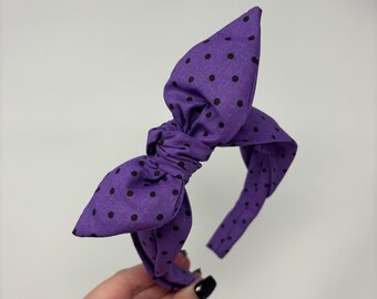Purple and Black Polka Dot Halloween Bow Band Gifts for Her Headband