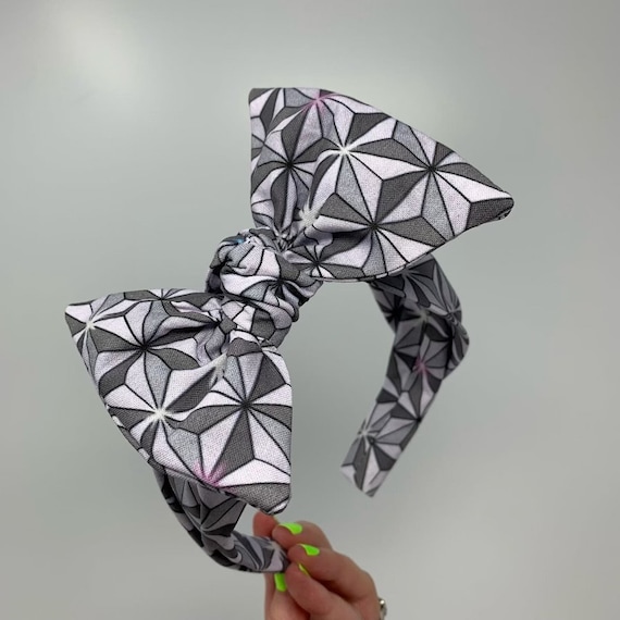 Spaceship Earth Inspired Big Bow Headband - bow band theme park headband Epcot bowband world showcase drink around the world bow