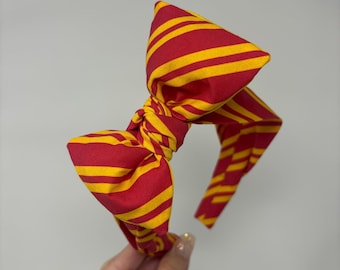 Wizard Striped Bravery BIG Bow Band House Pride Color Headband Wizard Inspired House Color Striped Headband