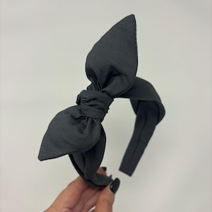 Solid Gray Bow Band Headband Gift for Her Gray Bow