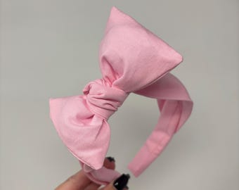 Solid Light Pink BIG Bow Band Headband Flower and Garden Festival