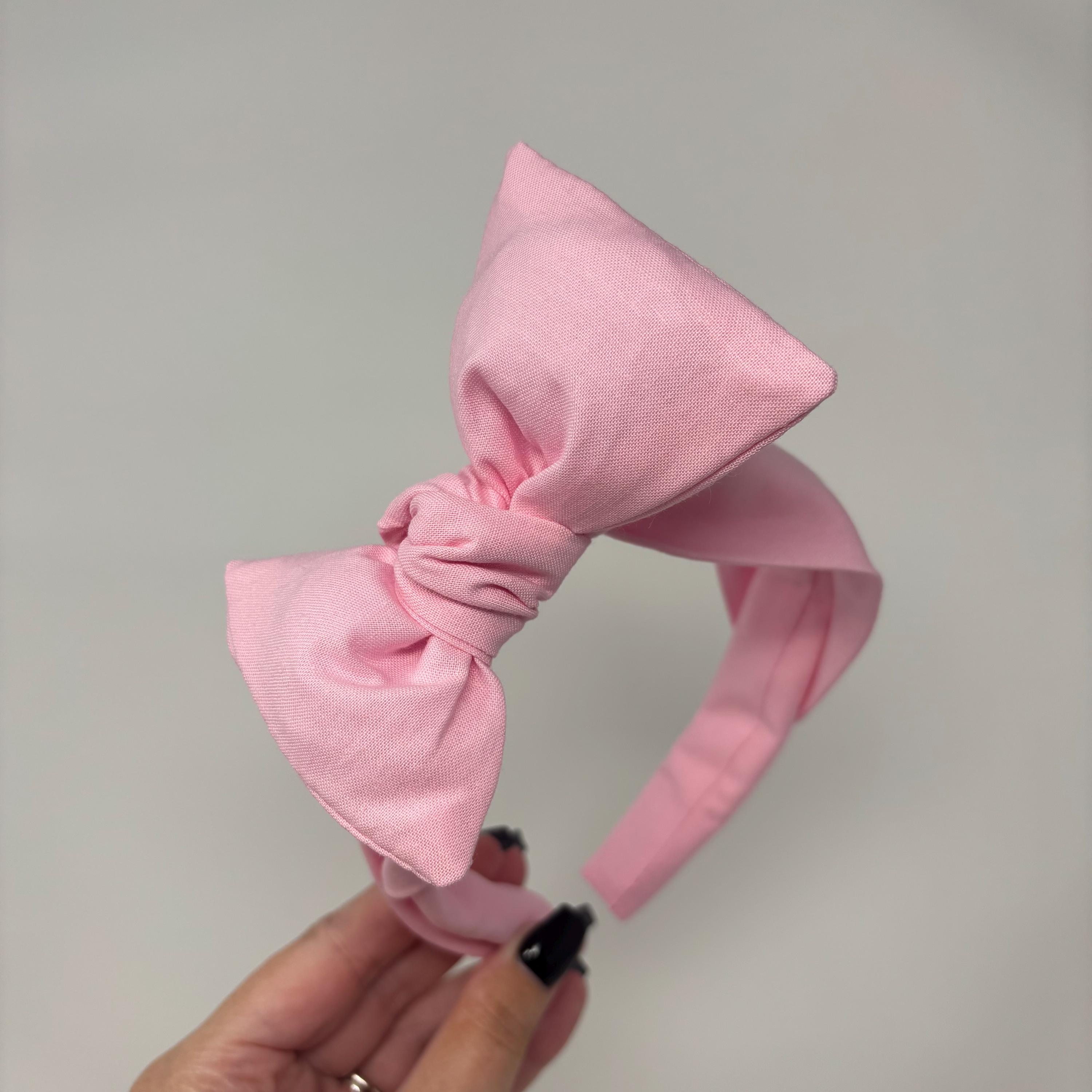 Solid Light Pink BIG Bow Band Headband Flower and Garden Festival