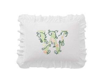 Monogrammed Linen Ruffle Standard Sham