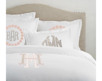 Monogrammed Duvet Cover, 700 Thread Count Sateen