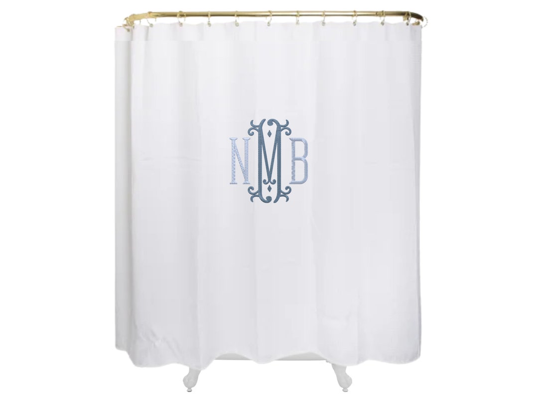 Monogrammed Linen Shower Curtain Etsy