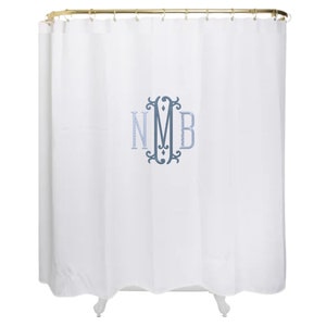 Monogrammed Linen Shower Curtain