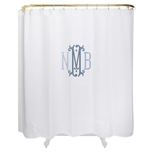 Scallop Edge Monogrammed Shower Curtain Pastoral Green or Etsy