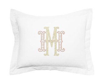 Monogrammed Percale Standard Sham, Essential Bedding