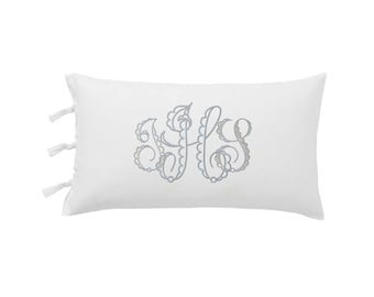 Monogrammed Linen Sham with Ties