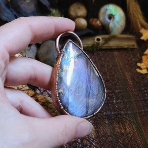 Beautiful plum purple copper electroformed pendant, handmade and ooak.