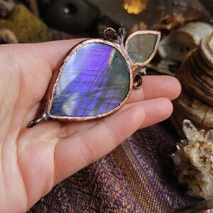 Electroformed Copper Pendant: Purple Labradorite, Tanzanite & Smoky Quartz image 4