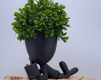 Planter Book Reader, People Planter - Small Plant Pot - 3d Printed Planter | Plant Stand | Book Nook