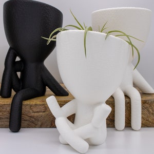 3D Printed Sitting People Planter Pots - Unique Home Decor