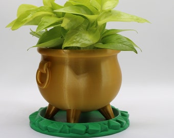 Witch Cauldron Planter Pots With Drainage - FREE SPOON and Drain Tray -  Home Decor - Hoco Pucus 3D printed planter