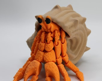Posable 3D Printed Hermit Crab: Magnetic Shell, Articulated Home