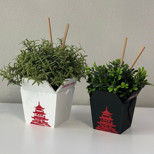 Chinese Planter Take-Out Box - FREE TWO CHOPSTICKS - Chinese Take out Planter | 3D printed planter