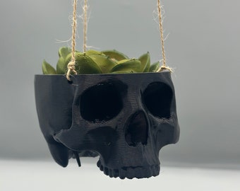 Skull Hanging Planter Pot, hanging kit included - Succulent Planter - 3D Printed