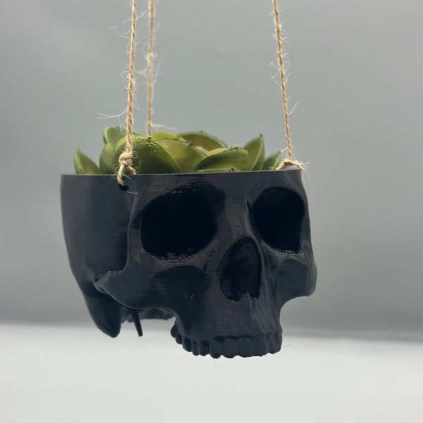 Skull Hanging Planter Pot, hanging kit included - Succulent Planter - 3D Printed