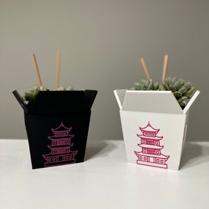 Chinese Planter Take-Out Box - FREE TWO CHOPSTICKS - Chinese Take out Planter - takeout chinese - 3D printed planter