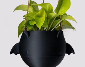 3D Printed Bat Hanging Planter: Halloween Decor, Plant Lover Gift