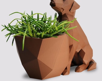 3D Printed Dog Planter: Low Poly Geometric Indoor Plant Pot