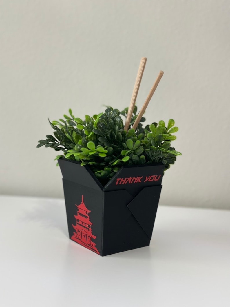 Chinese Planter Take-Out Box FREE TWO CHOPSTICKS Chinese Take out Planter 3D printed planter image 6