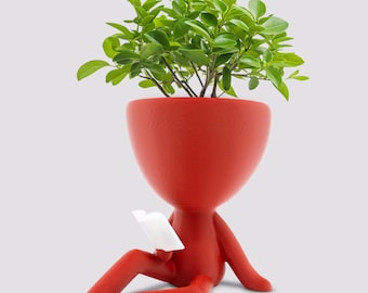 Book Reader People Planter Pot: 3D Printed Succulent Planter