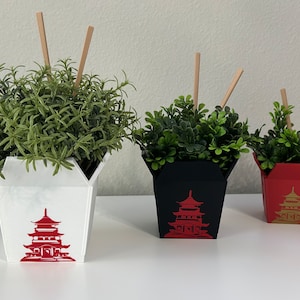 Chinese Planter Take-Out Box FREE TWO CHOPSTICKS Chinese Take out Planter 3D printed planter image 3